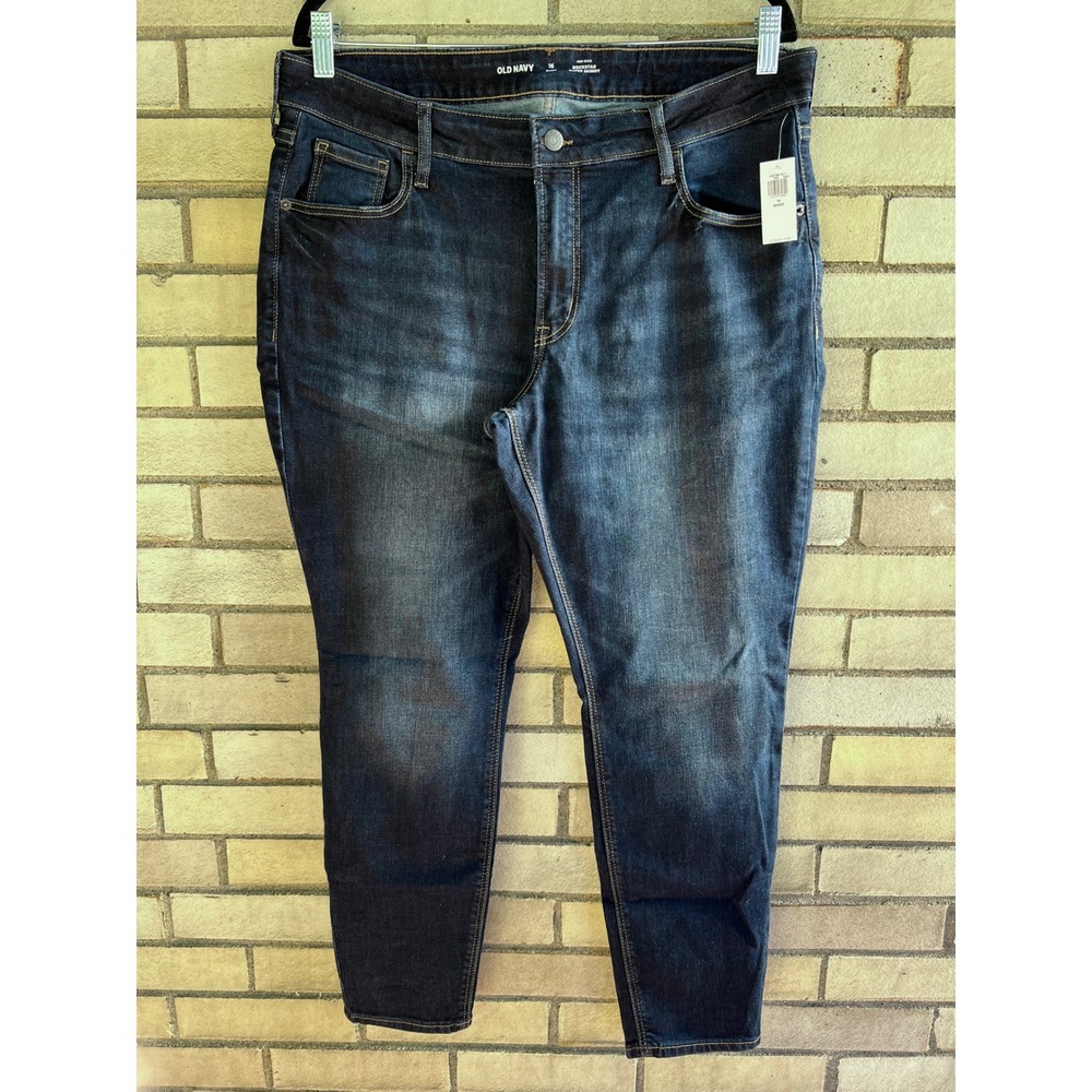 Old Navy Rockstar Super Skinny Mid-Rise Dark Wash Jeans Size 16 Short NWT